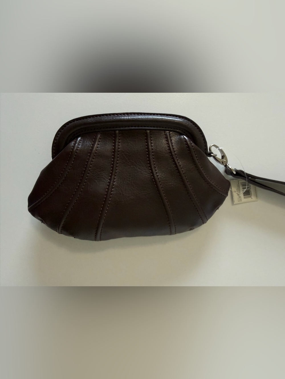Chocolate Brown Shell Shaped Wristlet Vintage Liz Claiborne Pouch Old Stock - Picture 14 of 16